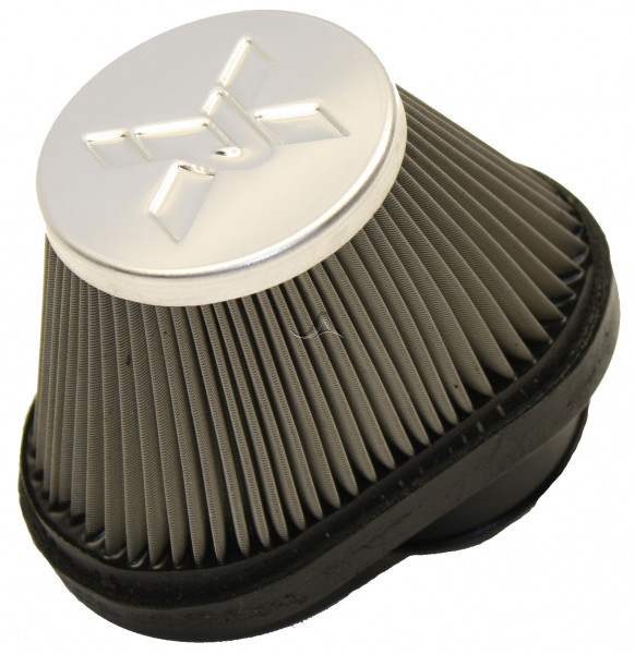 Pipercross Luftfilter 50mm ID Offset pod Filter - Rostfreies Stahlgewebe Chrome Top