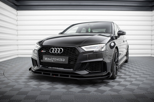 Front Stoßstange Flaps Für Audi RS3 Limousine 8V Facelift Schwarz Hochglanz