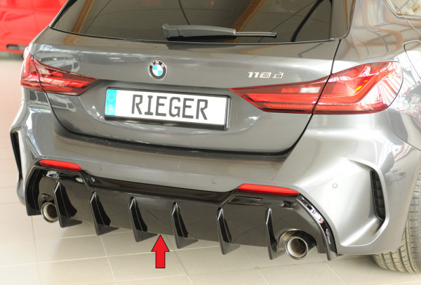 Rieger Heckeinsatz glanz schwarz für BMW 1er F40 (F1H) Schrägheck / 4-tür. 07.19-