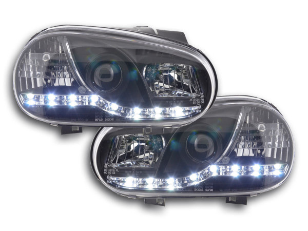 Scheinwerfer Set Daylight LED TFL-Optik VW Golf 4 Typ 1J 98-03 schwarz für Rechtslenker