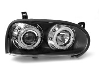 Scheinwerfer Angel Eyes schwarz passend für VW Golf 3 09.91-08.97 Scheinwerfer Angel Eyes schwarz passend für VW Golf 3 09.91-08.97