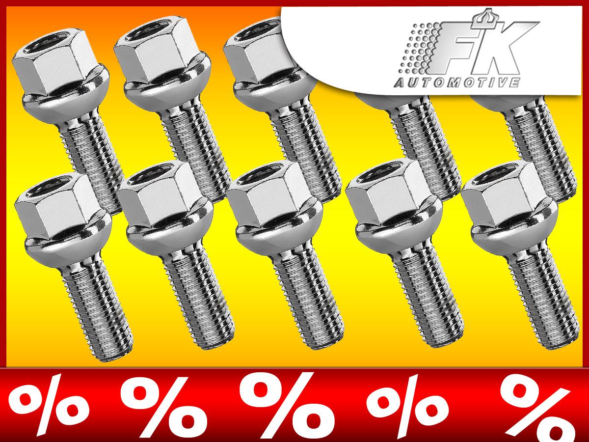 Radschrauben set 10 stk schaftl nge 32mm kugelbund silber m12x1 5