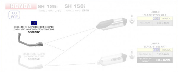 Arrow Krümmer mit Kat passend für Honda SH 125i/150i (ab 2020)