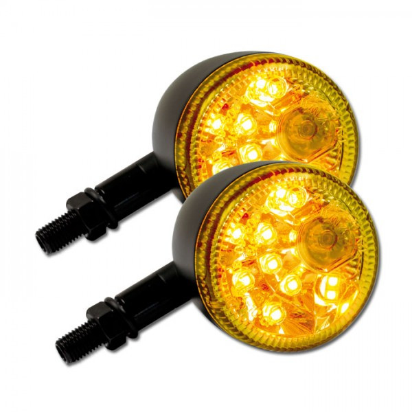 LED-Blinker Standlichtkombi "Prisma" | Paar | M10 matt-schwarz | klar | L:88 mm Ø:60 mm | E-geprüft