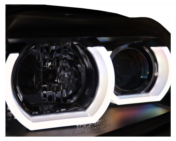 Scheinwerfer mit 3D LED Standlichtringen BMW 3er E90/E91 05-08 schwarz für Modelle mit Xenon