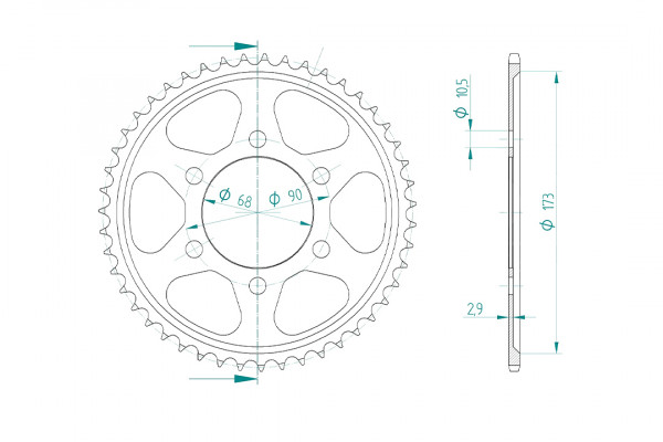 Kettenrad Stahl 48 Zähne Teilung 428 passend für Honda