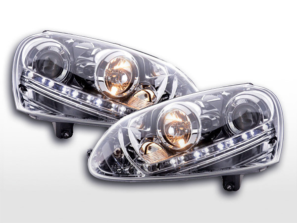 Scheinwerfer Set Daylight LED TFL-Optik VW Golf 5 03-08 chrom