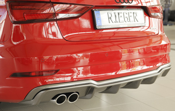 Rieger Heckeinsatz carbon look für Audi A3 (8V) 5-tür. (Limousine 8VS) 09.16- (ab Facelift)