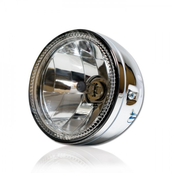 Scheinwerfer "Skyline" 5-3/4" | H4 | chrom CCFL Standlicht | seitliche M6 | E-geprüft