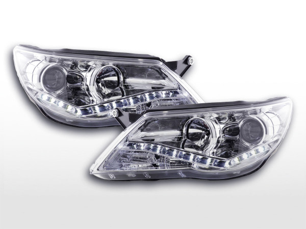 Scheinwerfer Set Daylight LED TFL-Optik VW Tiguan 07-11 chrom für Rechtslenker