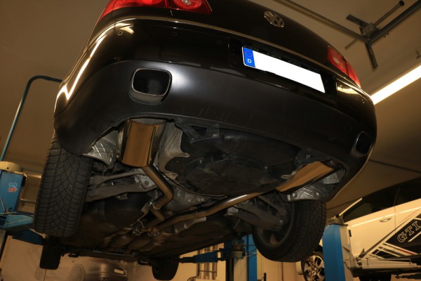 VW Phaeton - 3D Endschalldämpfer rechts/links mit X-Pipe - Austritt der Endrohre in den originalen E
