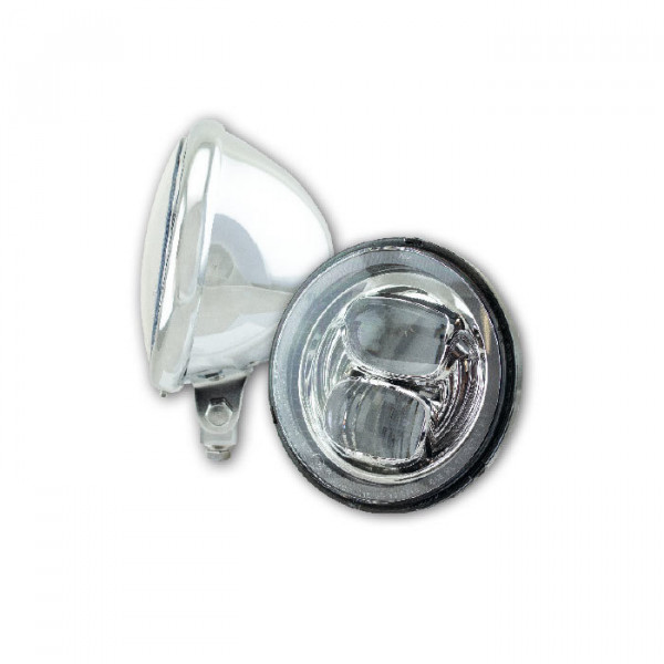 LED-Scheinwerfer "Pearl" 5-3/4" | chrom M10 unten | Glas Ø=145mm | E-geprüft