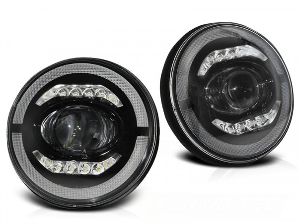 Scheinwerfer Chrysler Jeep Wrangler Tj / Lj / Jk 96-18 Angel Eye LED Schwarz