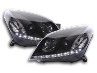 Scheinwerfer Set Daylight LED TFL-Optik passend für Opel Astra H schwarz Scheinwerfer Set Daylight LED TFL-Optik passend für Opel Astra H schwarz