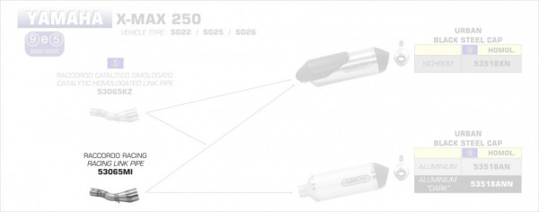 53065MI-Arrow Link Pipe For Urban EXhaust Yamaha X-MAX 250 09-16