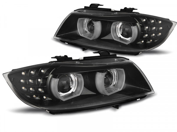 Xenon Scheinwerfer Angel Eyes LED DRL schwarz passend für BMW E90 / e91  09-11, Scheinwerfer, Fahrzeugbeleuchtung, Auto Tuning