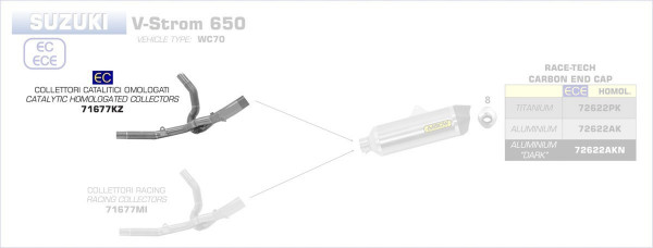 71677KZ-Arrow Krümmer Mit Kat SUZUKI V-STROM 650 17-20