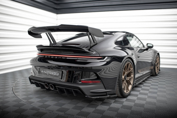 Heck Ansatz Flaps Diffusor Für Porsche 911 992 GT3 Schwarz Hochglanz