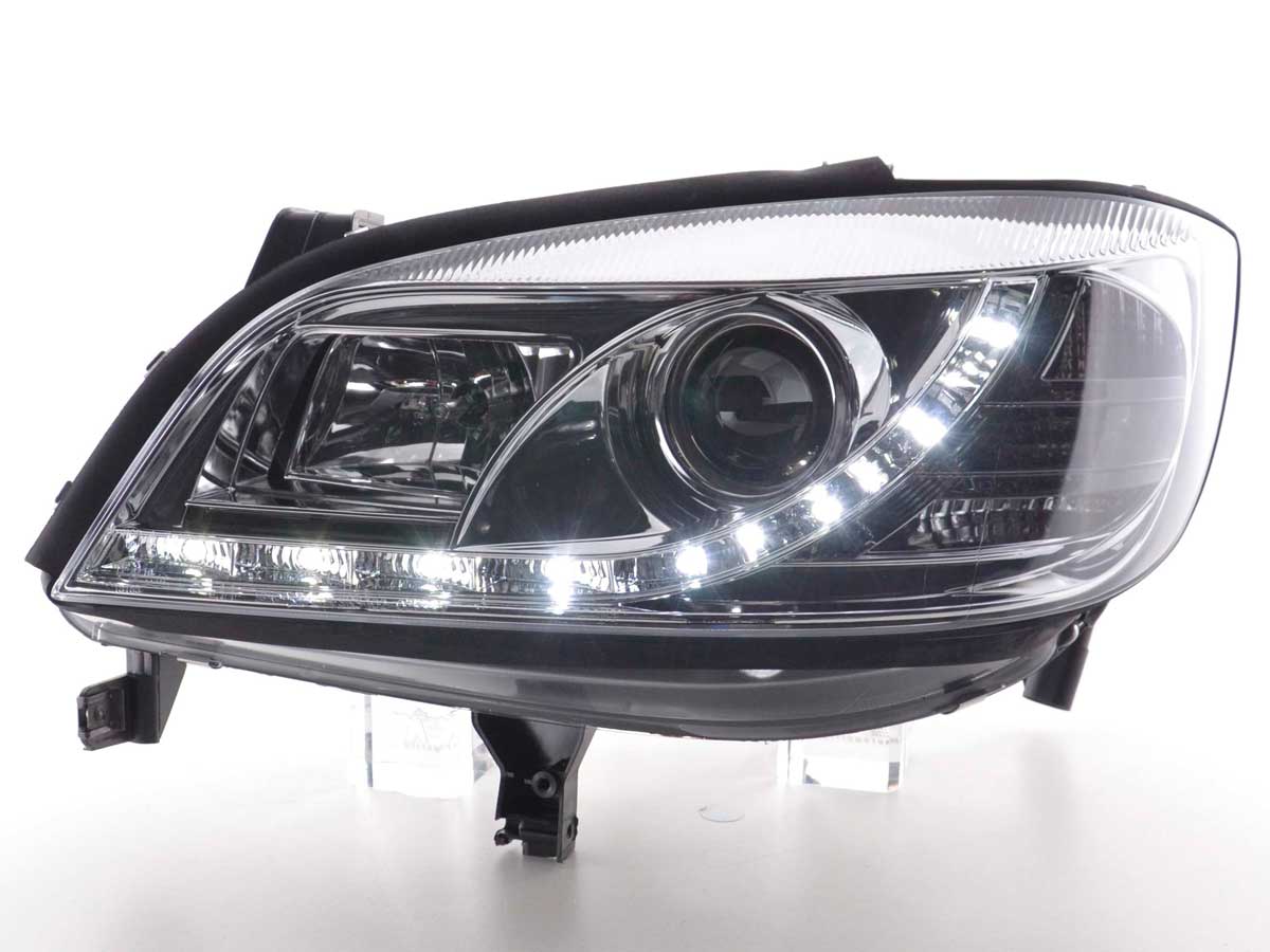 Scheinwerfer Set Daylight LED TFL Optik Opel Zafira A Bj 99 04 Chrom