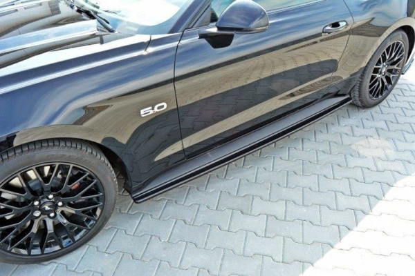 Seitenschweller Ansatz Für Ford Mustang GT Mk6 Schwarz Hochglanz