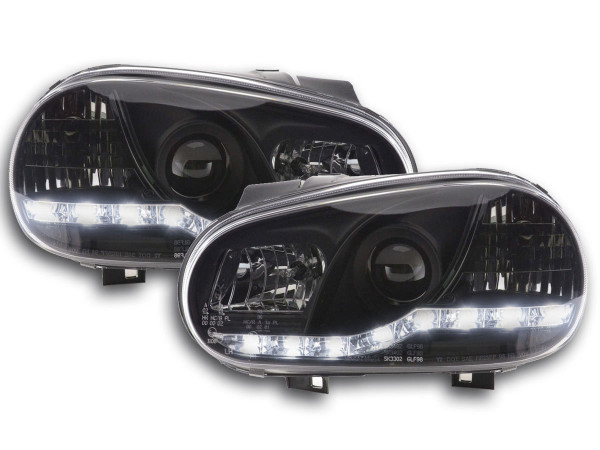 Scheinwerfer Set Daylight LED Tagfahrlicht VW Golf 4 97-03 schwarz