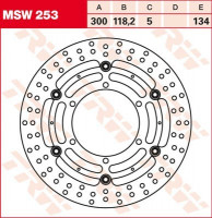 TRW Bremsscheibe schwimmend MSW253 passend für BMW F 800 & F 700 GS TRW Bremsscheibe schwimmend MSW253 passend für BMW F 800 & F 700 GS