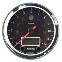 ACEWELL Analog DZM 12000rpm mit Digital Tacho – Chromgehäuse, schwarzes Zifferblatt ACEWELL Analog DZM 12000rpm mit Digital Tacho – Chromgehäuse, schwarzes Zifferblatt