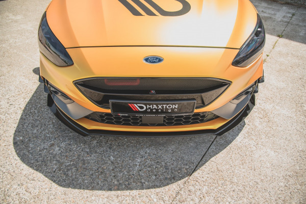 Robuste Racing Front Ansatz Für Passend +Flaps Für Ford Focus ST / ST-Line Mk4 Schwarz Hochglanz