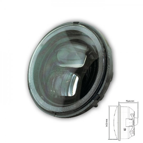 LED-Scheinwerfereinsatz "Pearl" 5-3/4" | schwarz Ø=143mm | klar | E-geprüft | Reflektor schwarz