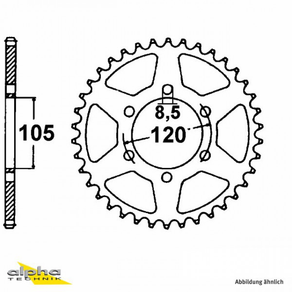 Kettenrad Stahl 51 Zähne Teilung 415