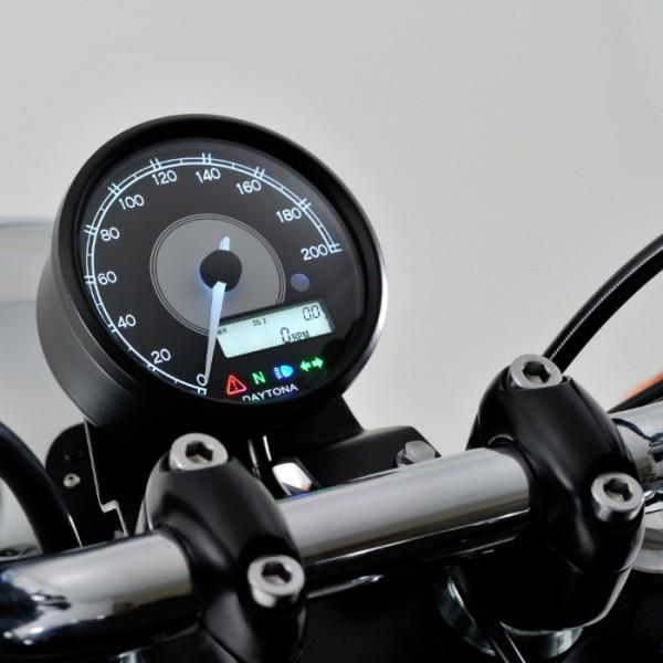 Tachometer & DZM | "Velona80" | -200 km/h Ø 80mm | DZM/Uhr/Voltanzeige/weiße Beleuchtung