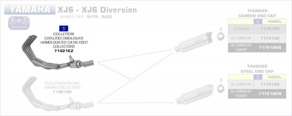 Arrow Krümmer mit Kat passend für Yamaha XJ6 / XJ6 Diversion 09-13