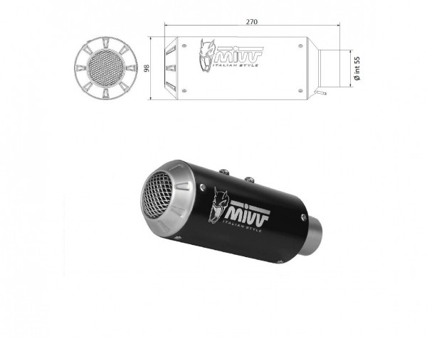 MIVV UNIVERSAL Schalldämpfer Rechts MK3 BLACK 55mm
