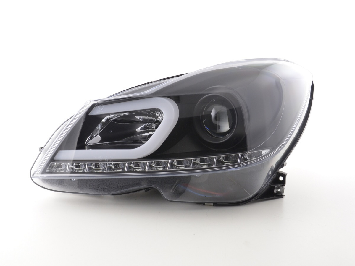 Scheinwerfer Set Daylight LED TFL-Optik Mercedes C-Klasse W204 Bj 11-14 schwarz