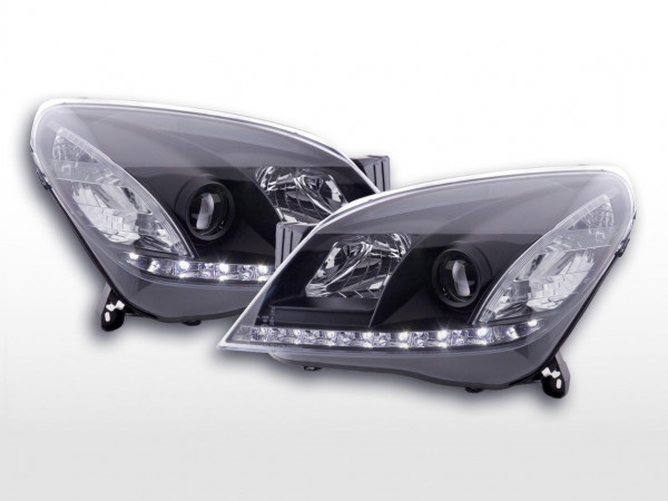 Scheinwerfer Set Daylight LED TFL-Optik Opel Astra H 04-10 schwarz für Rechtslenker