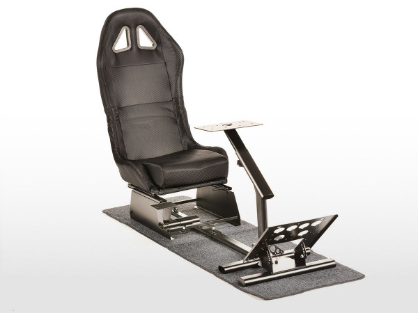 FK Gamesitz Spielsitz Rennsimulator eGaming Seats Suzuka Carbonlook schwarz mit Teppich