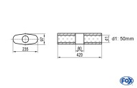 FOX Uni-Schalldämpfer Oval ohne Stutzen mit Kammer 235x97mm, Länge 420mm FOX Uni-Schalldämpfer Oval ohne Stutzen mit Kammer 235x97mm, Länge 420mm