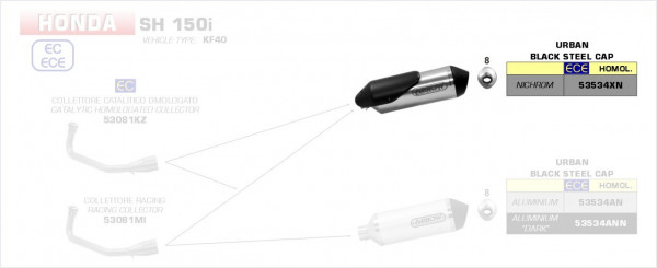 Arrow Urban Edelstahl Endschalldämpfer passend für Honda SH 125/150 i 20-