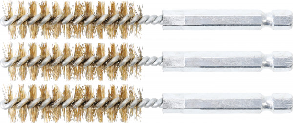 BGS Messingbürste 13 mm 3-tlg. mit 6,3 mm (1/4") Außensechskant