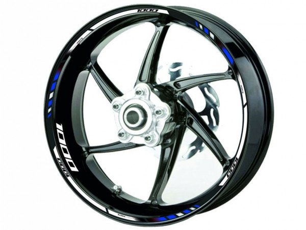 Felgenrandaufkleber GP Race 1000 weiß-blau