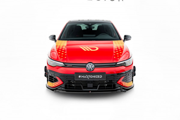 Front Ansatz V.4 Für Volkswagen Golf GTI Clubsport Mk8 Facelift Schwarz Hochglanz