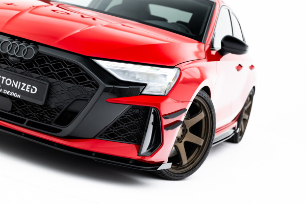 Front Stoßstange Flaps Für Flaps Audi RS3 Limousine 8Y Facelift Schwarz Hochglanz