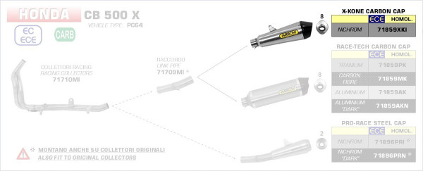 Arrow X-Kone Edelstahl Honda CB 500 X 17-20