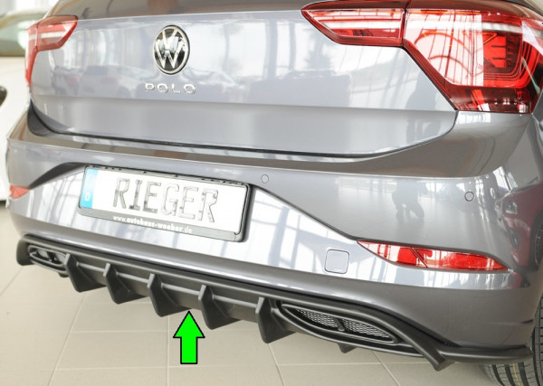 Rieger Heckeinsatz glanz schwarz für VW Polo (AW) R-Line 5-tür. 06.21- (ab Facelift)