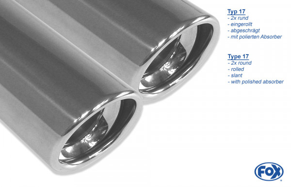 Audi A4 B8 Limousine/ Avant + S-Line Endschalldämpfer rechts/links zweiflutig - 2x90 Typ 17 rechts/l