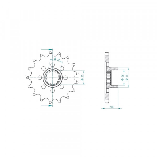 Ritzel 17 Zähne Teilung 525 passend für MV Agusta