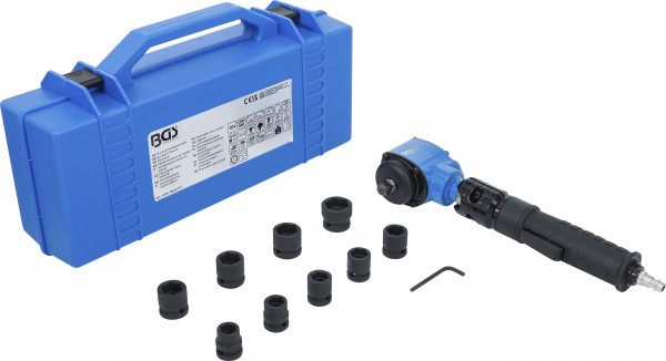 Druckluft-Schlagschrauber Set abgewinkelt mit Kraft-Steckschlüssel-Satz 1/2 Zoll 650 Nm 10-tlg.