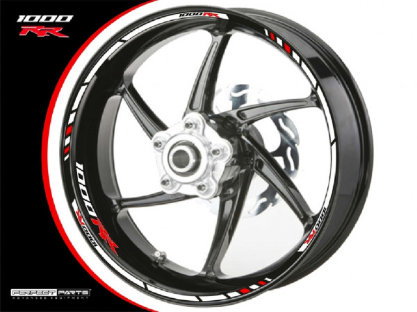Felgenrandaufkleber passend für Honda CBR1000RR weiß-rot