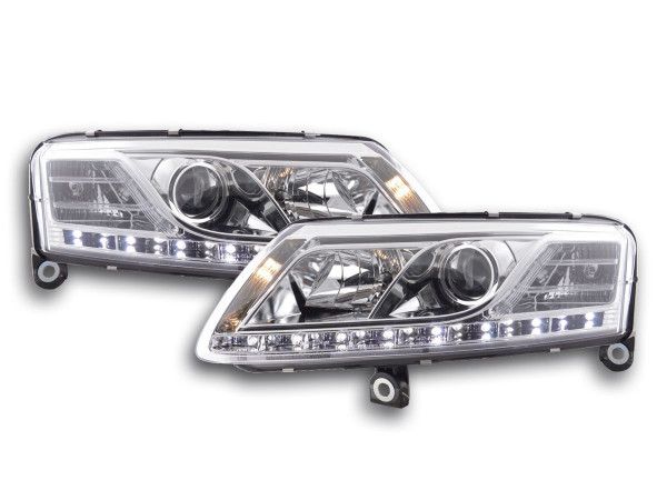 Scheinwerfer Set Daylight LED TFL-Optik Audi A6 Typ 4F 04-08 chrom für Rechtslenker