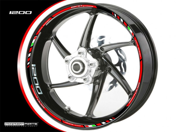 Felgenrandaufkleber passend für 1200 ccm rot-weiß